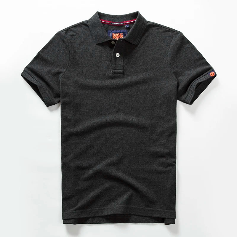 Summer New American Retro Knitted Solid Color Pearl Cotton Polo Shirts Men'S Fashion Washed Short Sleeve Lapel Casual T-Shirt