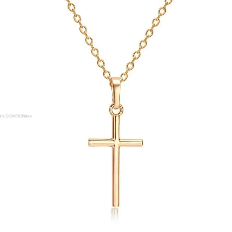 Luxury Zircon Cross Pendants Necklace Fashion Light Silver Color For Men Women'S Jewelry Chain Accessory