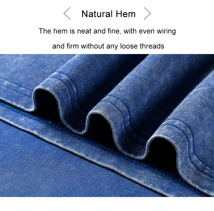 Couple Washed Retro 230g Heavy Duty Cotton Short Sleeved T-shirts Versatile For Men Women Summer Solid Color Loose T-shirt Top