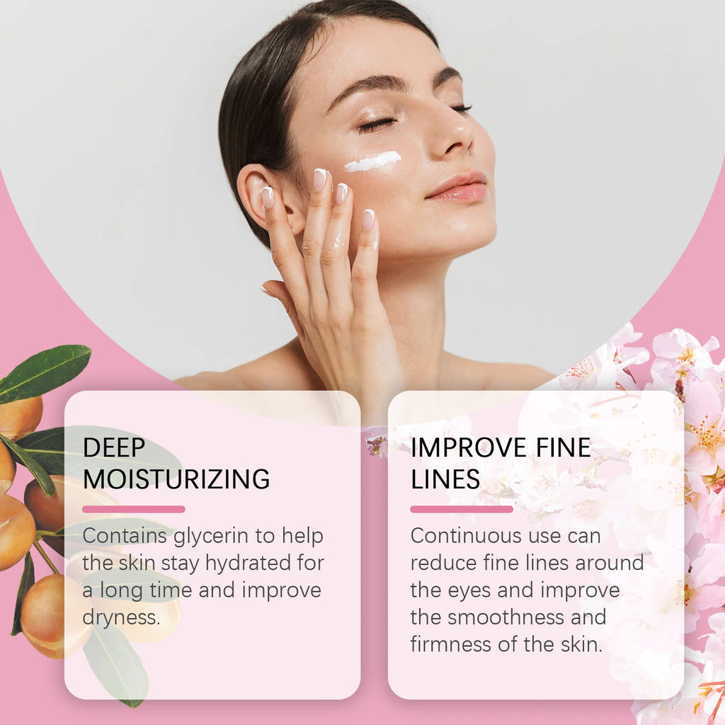 JAYSUING Sakura Eye Serum Anti Dark Circles Puffiness Eye Bag Wrinkle Remover Firming Moisturizing Brightening Eye Lifting Cream