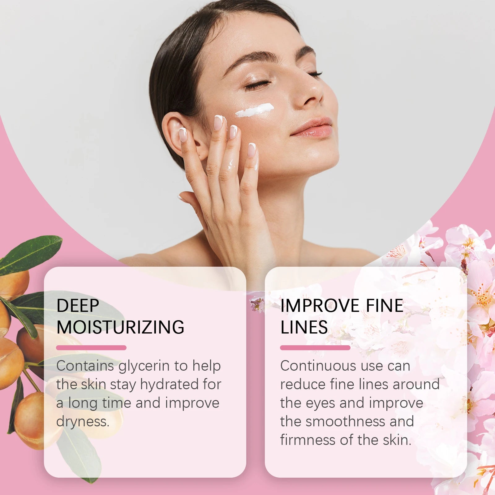 JAYSUING Sakura Eye Serum Anti Dark Circles Puffiness Eye Bag Wrinkle Remover Firming Moisturizing Brightening Eye Lifting Cream