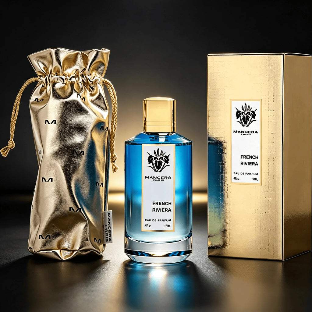 Mancera Paris French Riviera Eau De Parfum Spray, Unisex Crisp Sea Salt Aquatic Citrus Woody Fragrance, Long-Lasting Scent, Bright Blue Gradient Octagonal Glass Bottle with Gold Cap, Perfect Gift for Summer Vacation Holiday B