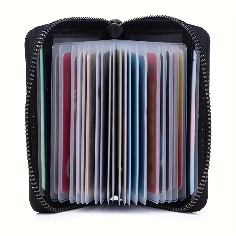 Unisex Minimalist RFID Blocking Card Holder Wallet With Zipper Coin Pocket Slim Credit Card Case For Men Women Small Purse