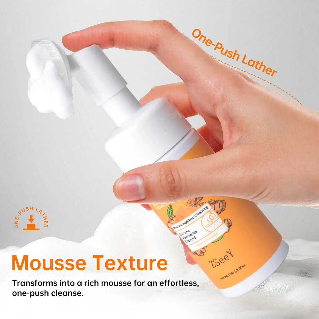 Turmeric Facial Cleanser with Brush - Brightening Face Wash 100ml