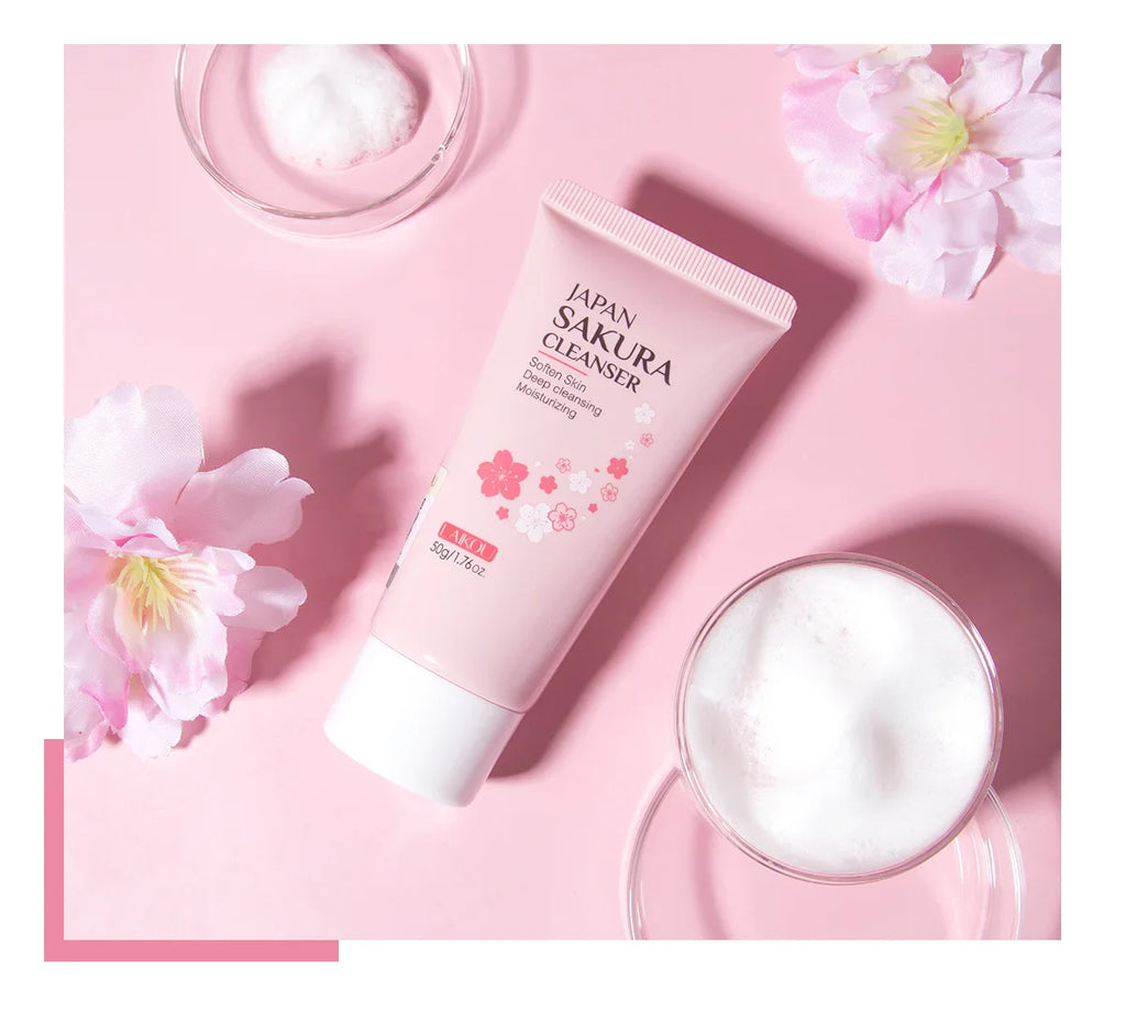 LAIKOU Sakura Facial Cleanser - 50g Gentle Deep Cleaning Face Wash