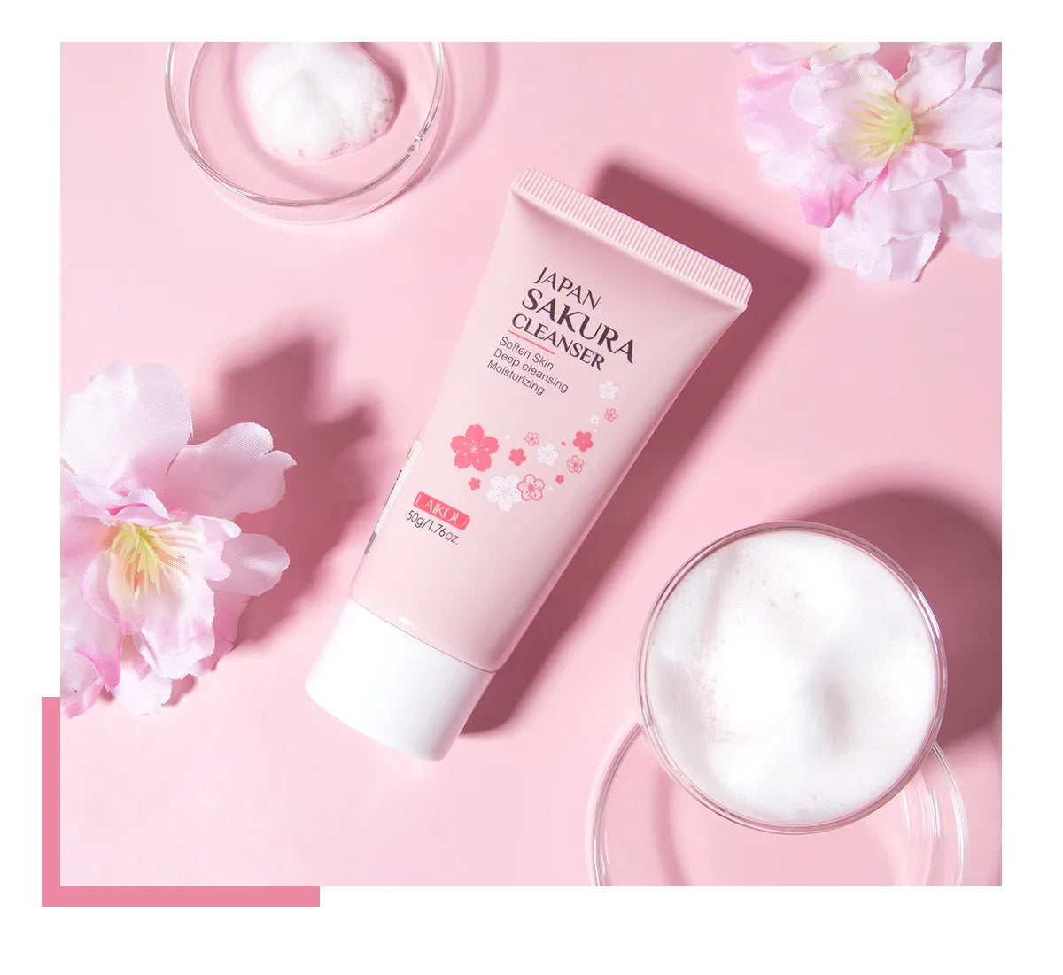 LAIKOU Sakura Facial Cleanser - 50g Gentle Deep Cleaning Face Wash