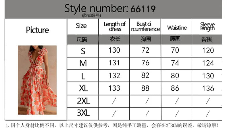 Floral Dress Women Spring Summer Deep V Neck Ruffle Hem Hollow Out Backless Maxi Dresses Bohemian Beach Sundress Outfit