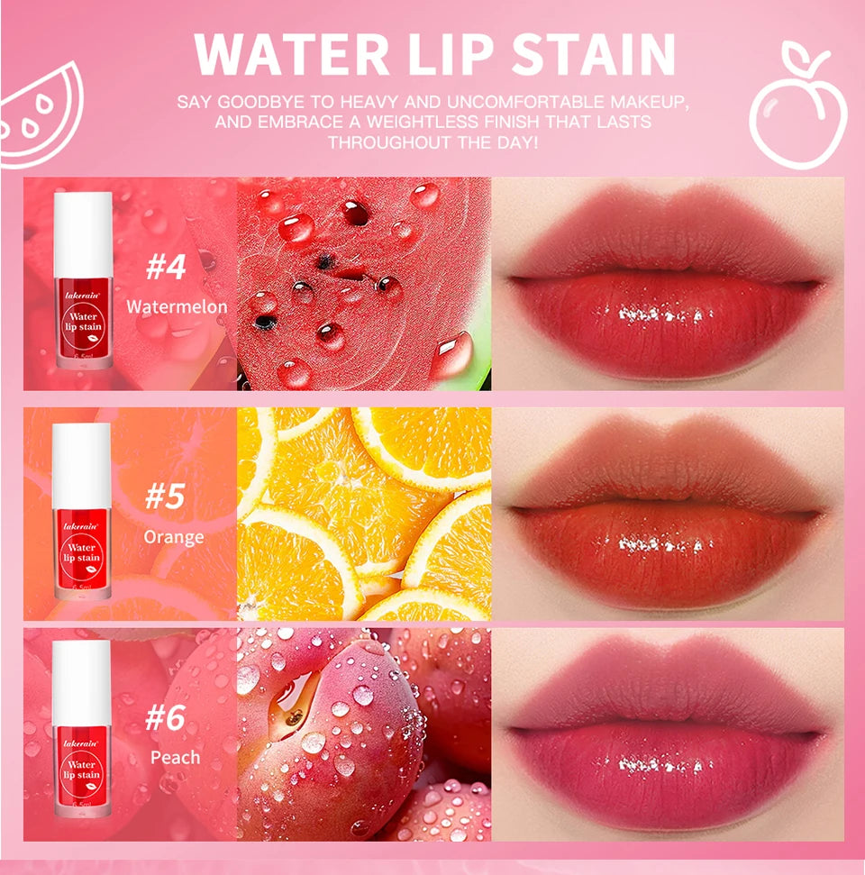 6Colors Water Lip Stain Moisturizing Lip Glaze Long Lasting Lip Ink Face Lip Dual Purpose Waterproof Liquid Cosmetic Makeup