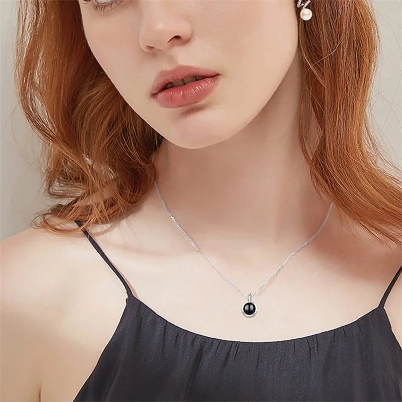 Custom Photo Necklace Projection Necklace With Picture I Love You 100 Languages Personalized Necklace Jewelry Gifts For Women'S