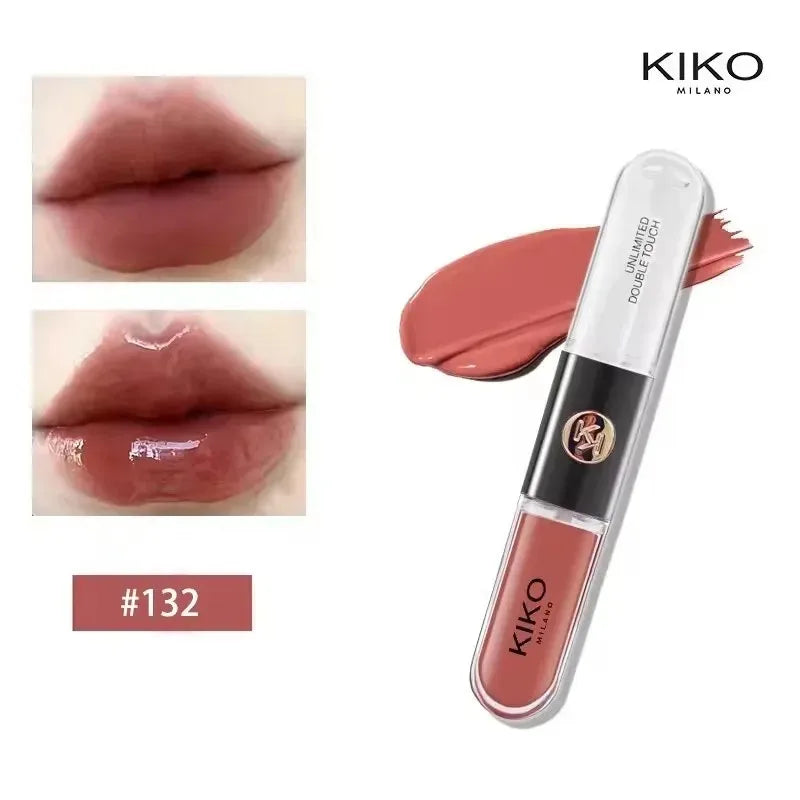 Kiko Double Headed Lipstick Transparent Mirror Non Fading Non Stick Cup Lip Gloss Milk Tea Bean Paste Naked Nature Lip Makeup