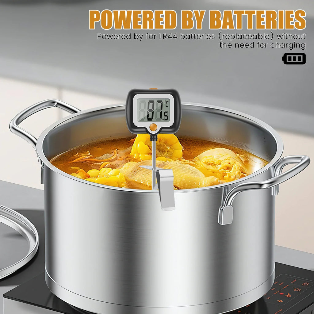 Food Thermometer Digital Real-Time Reading Meat And Beverage Thermometer With LCD Display 180 Degree Rotating Kitchen Thermomet