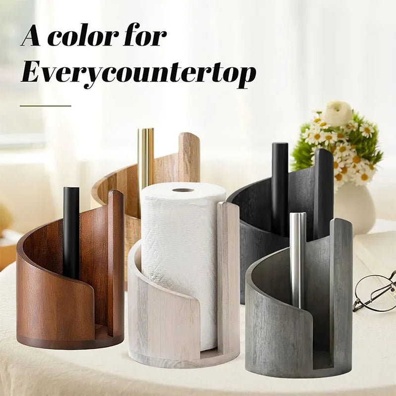 Mountain Wooden Paper Towel Holder, Wood Paper Towel Stand, Dispenser Rack, Holder Stand for Kitchen Roll Organize for Dining