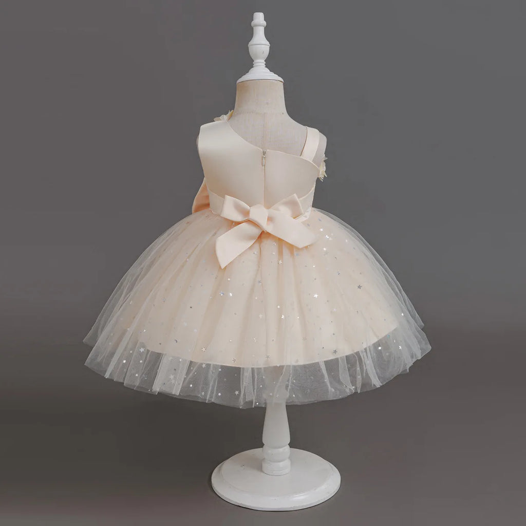 HETISO Baby Girls Dress Sling Elegant Kids Star Printed Birthday Party Ball Gown Children Costume Gown 6M-3 Years