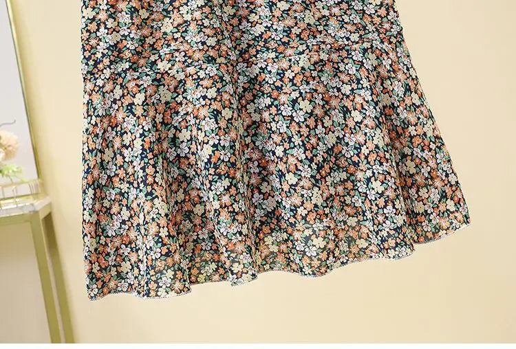 High Waist A-Line Floral Print Skirt Conceals Hip plus Size Women's Casual Long Skirt Comfortable Polyester Fabric Summer New...