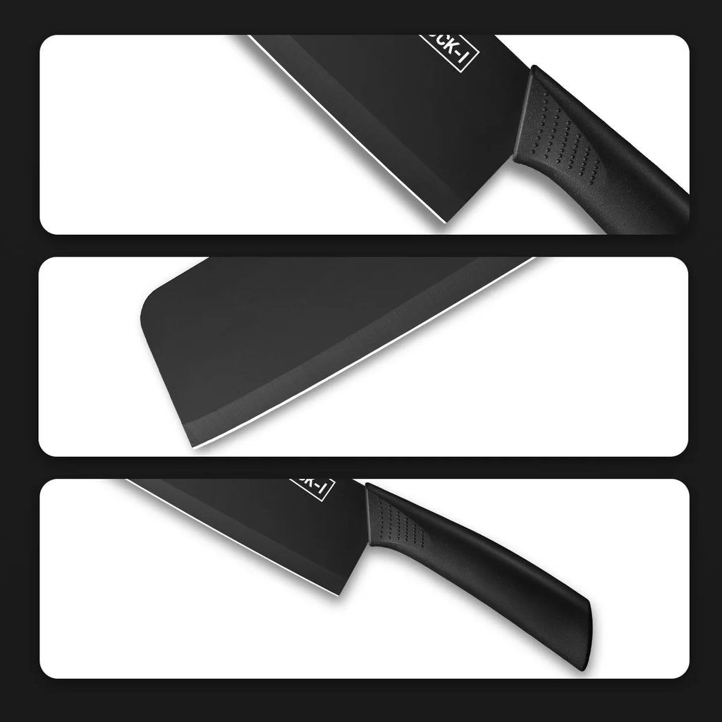Kitchen knife set, including cleaver, chef's knife, and fruit knife, with knife block, suitable for peeling meat and vegetables