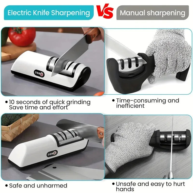 Afilador de Cuchillos Eléctrico de Cocina, Multifuncional Automático Profesional de 4 Velocidades, Accesorios de Cocina