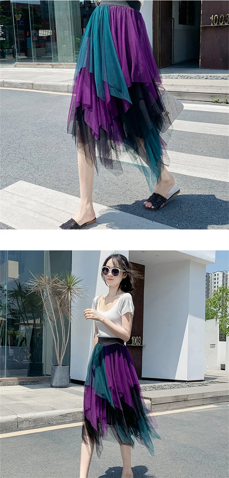Summer Tutu Women Skirt Harajuku Casual Tulle Bottom Jupe Femme Faldas Fashion High Waist Midi Mesh Skirts Woman Clothing Saia