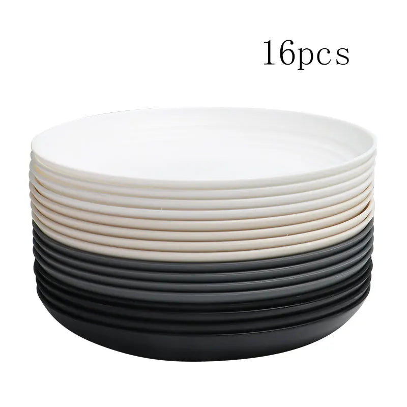 4/16pcs Plastic Plates (9 Inches in Diameter) Are Reusable and Suitable for Home Kitchens for Snacks, Desserts