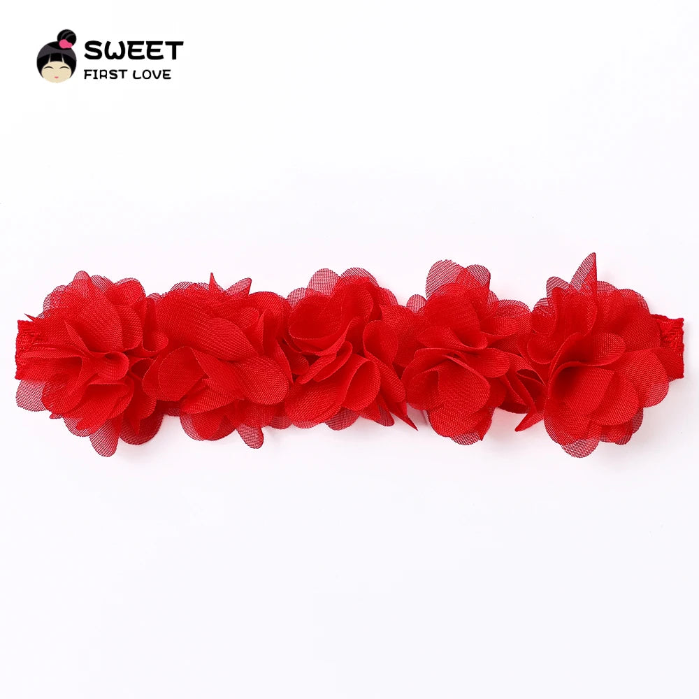 Pink Baby Flower Headband Pink Chiffon Hair Bands Handmade Diy Headwear Hair Accessories For Kids Children Newborn Toddler