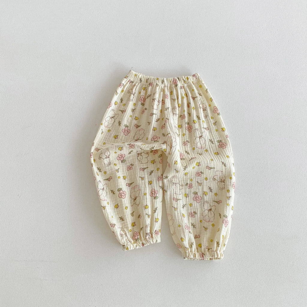 Child'S Spring Summer Thin Pants Kids Girls Floral Pants Fashion Cute Pants For Baby Boys Loose Casual Versatile Trousers