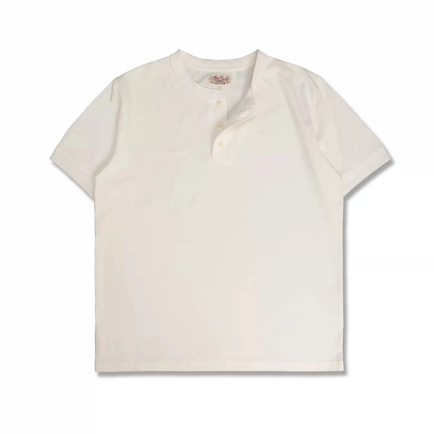Red Tornado Short Sleeve Henley T-Shirt Heavyweight Cotton Men Every Day Tee Amekaji