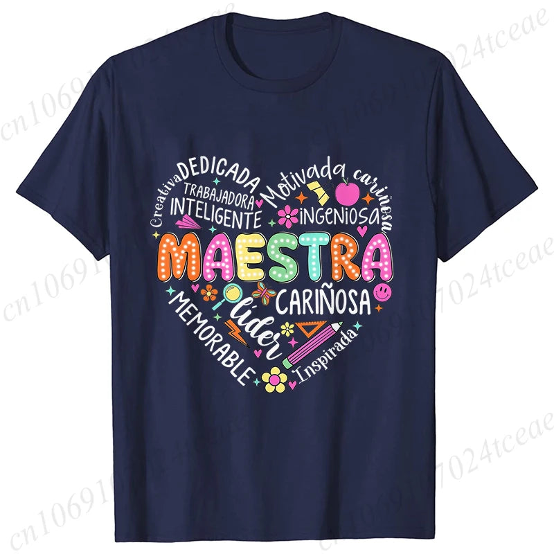Spanish Maestra Women's T-Shirt Casual Short Sleeve Graphic Tee