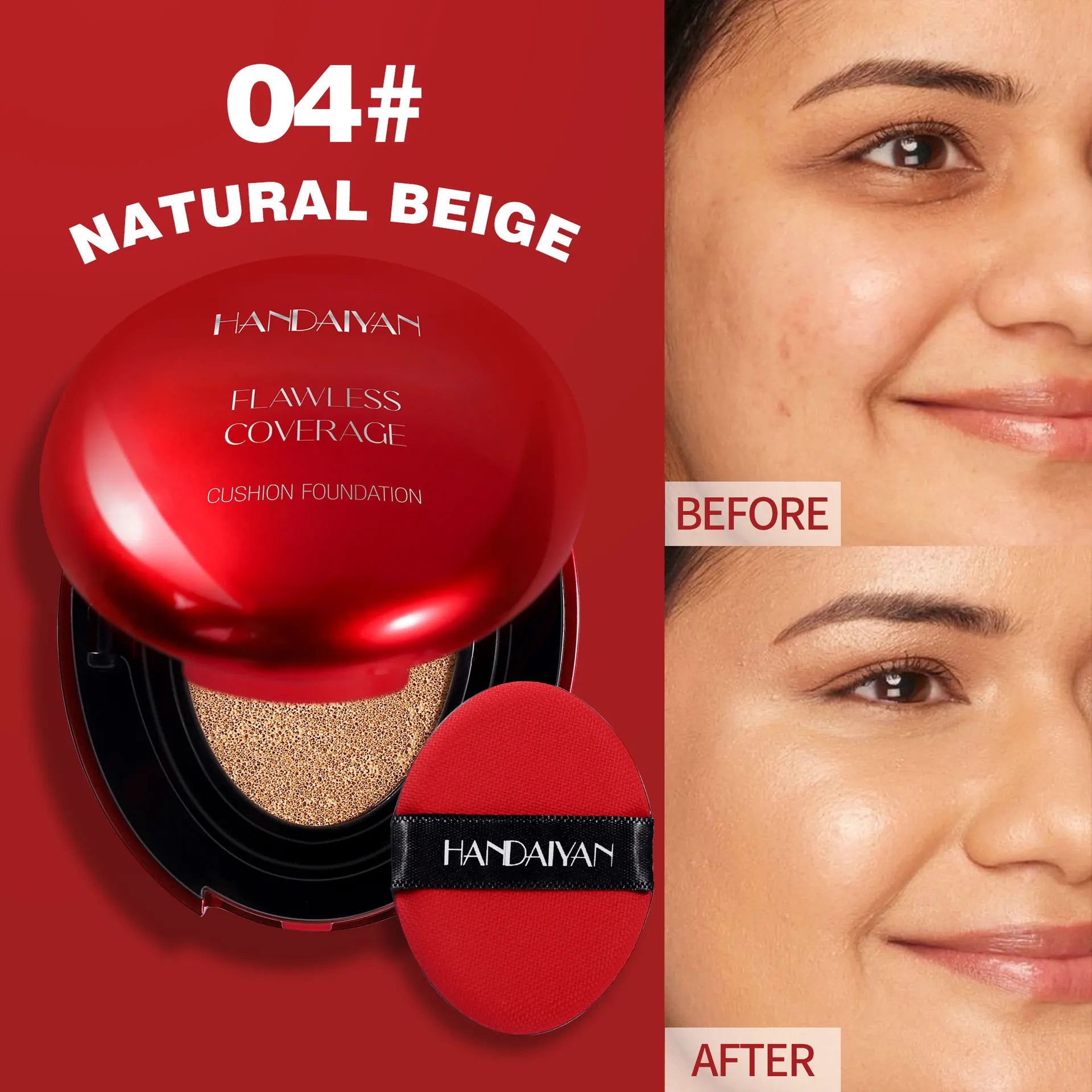 Korean Air Cushion Foundation - Light Natural Moisturizing Concealer Whitening Oil-Control Women'S'S Long-Lasting Makeup Base