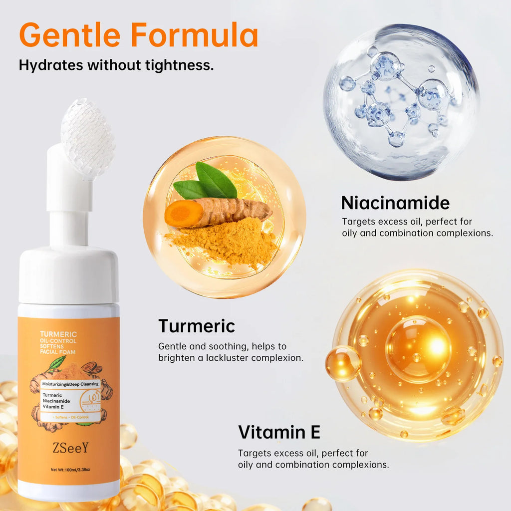 Turmeric Facial Cleanser with Brush - Brightening Face Wash 100ml