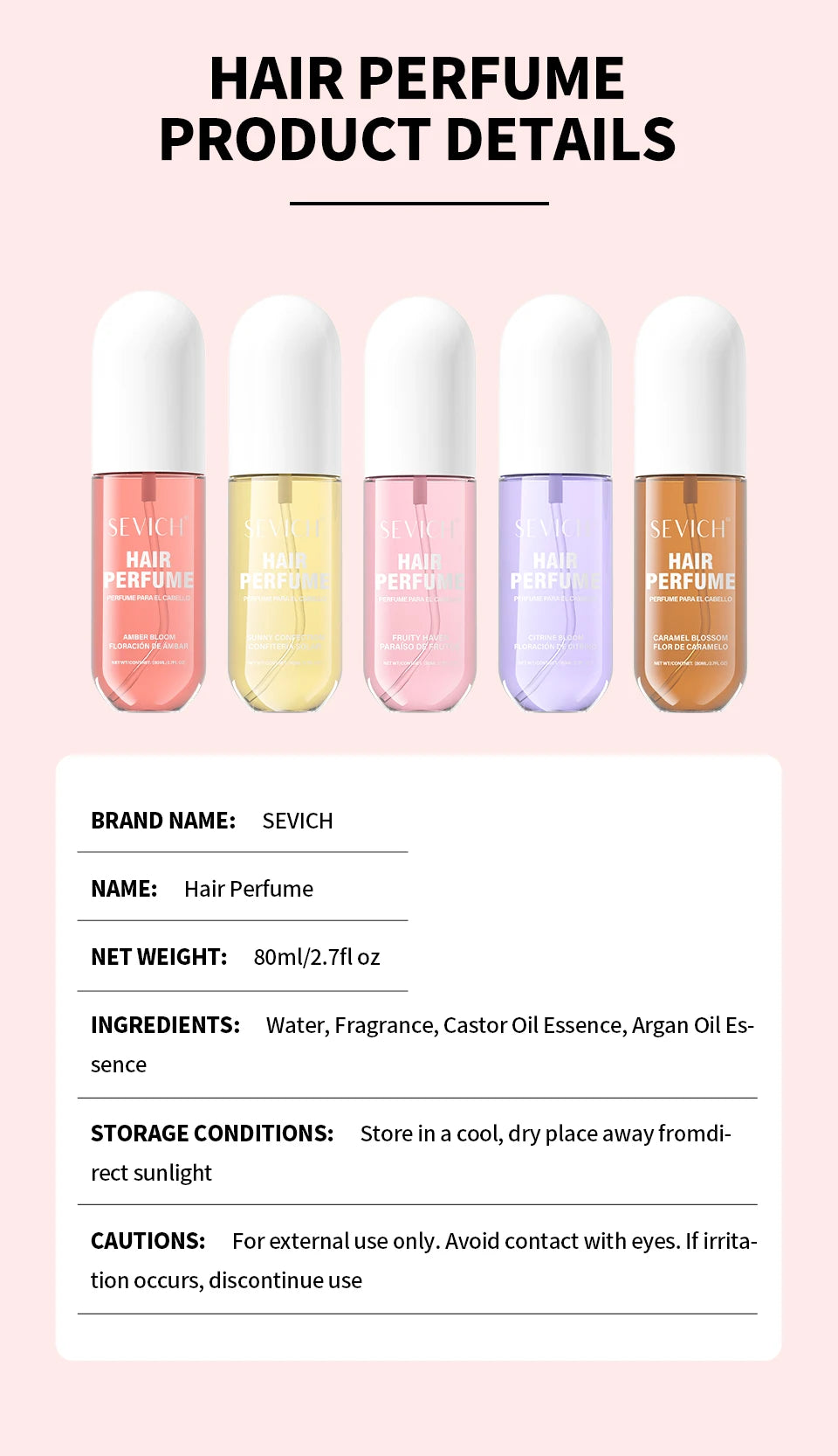 80ml Hair Perfume Long-lasting Natural Fragrance Hair Spray Liquid Plants Extract Moisturizing Hair Care Hair Mist for Men Women