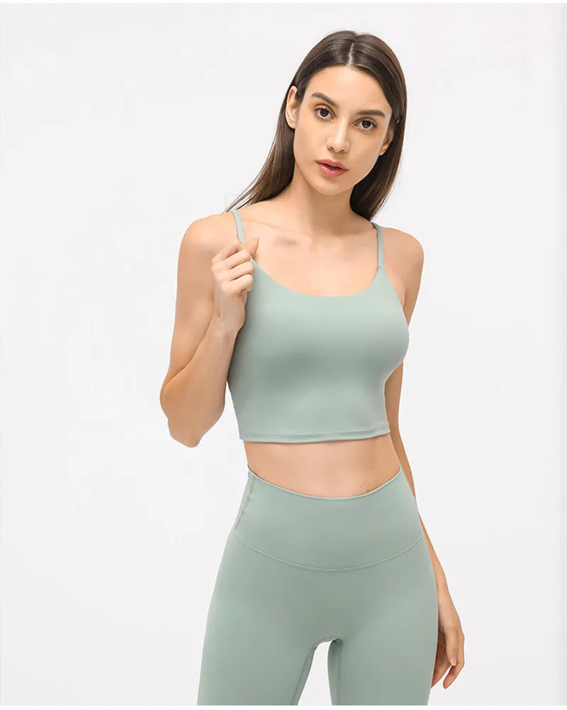 Solid Color Women Sports Bra Comprehensive Training Shockproof Halter Soft Sports Fitness Top Gym Yoga Chest Pad Comprehensive
