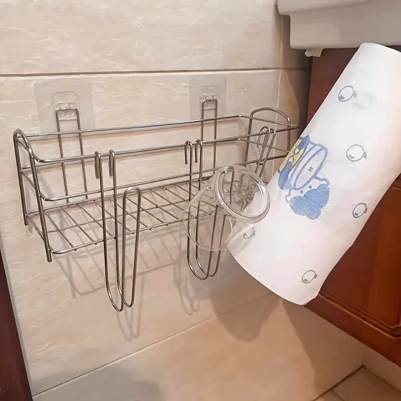 Estante de almacenamiento de cocina Colgador de secado de tazas para botellas de agua Tazas de café Almacenamiento con ganchos Organizador de baño que ahorra espacio