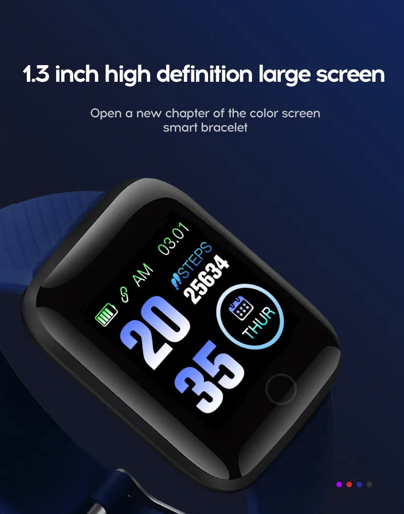 116plus Smart Watch Hombres y Mujeres Pantalla Táctil Completa Reloj Deportivo de Fitness Hombre IP67 Impermeable Bluetooth para Ios Android Smartwatch