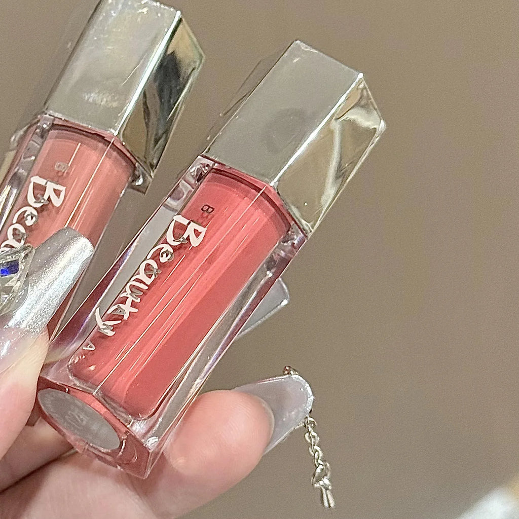 Ice Transparent Brown Lip Gloss Moisturizing Glossy Liquid Lipstick Water Light Glass Mirror Lip Glaze Long-lasting Beauty Lips