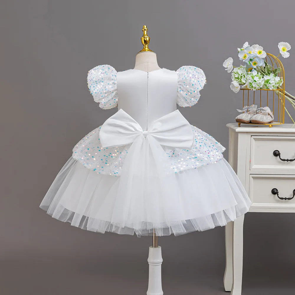 HETISO Princess Dress for Girls Sequins Birthday Layered Style Flower Spring Summer Ball Gown Children's Party Evening Dress