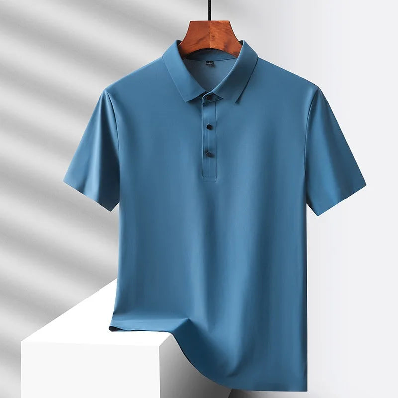 Men's Ice Silk Polo Shirt - Quick-Dry Loose Fit Short Sleeve