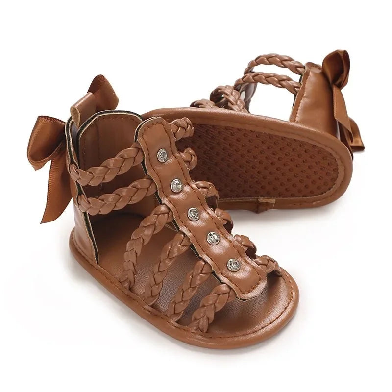 Spring and Summer High-Top Breathable Sandals for Baby Girls 0-12 Months Soft-Soled Toddler Shoes