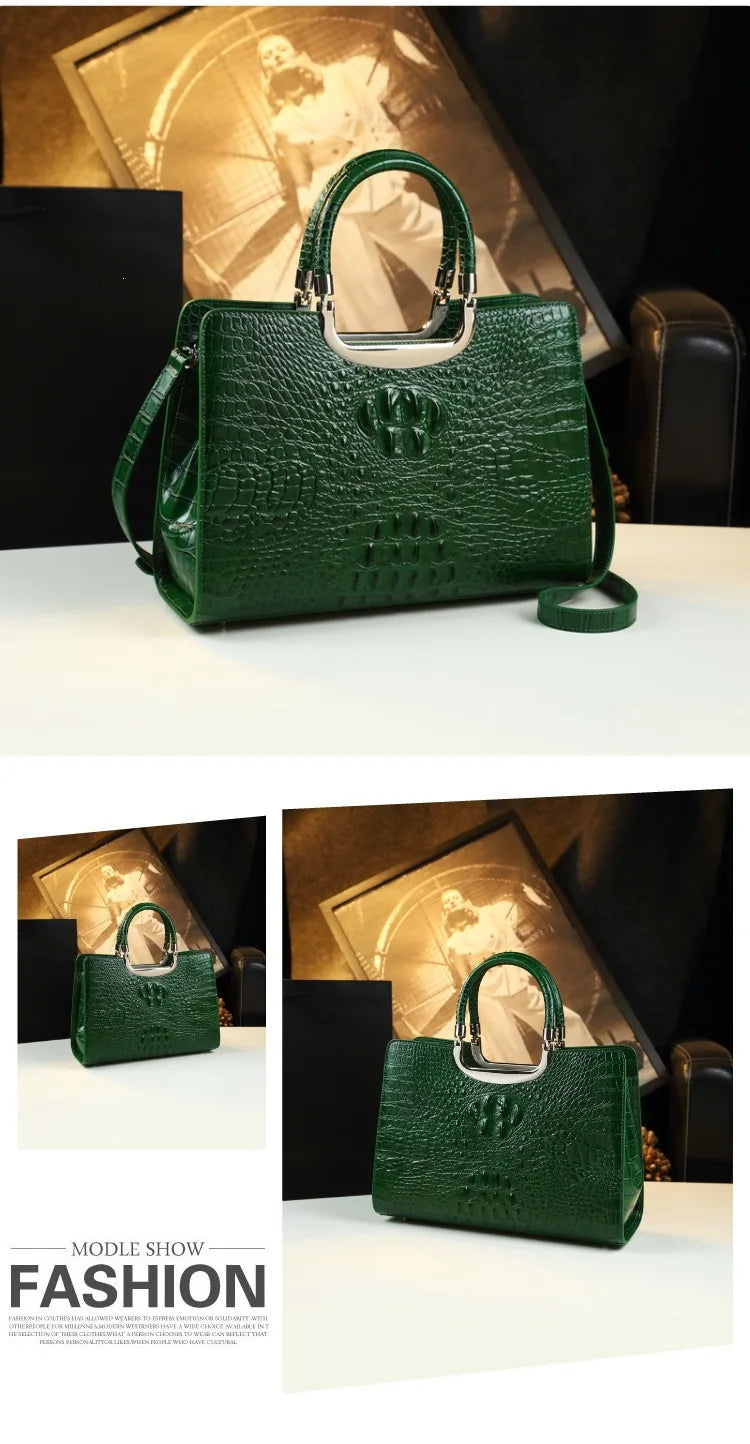 2026 New Ladies Large Tote Business Bag Luxury Leather Crocodile Pattern High Capacity Handbag Single Shoulder Bag for Women