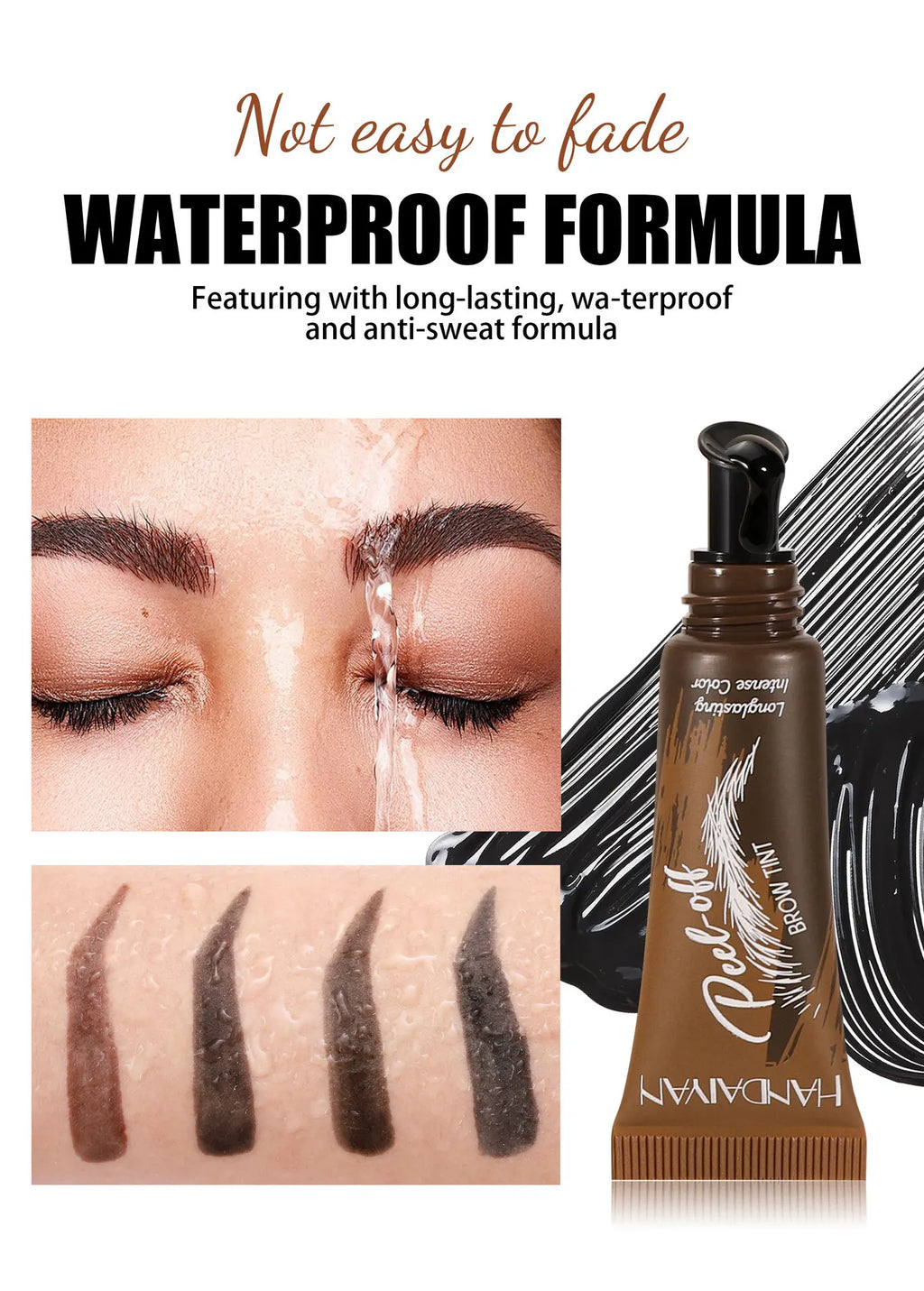 Eyebrow Tattoo Tint Semi Permanent Brow Tint Long-lasting Waterproof Natural Brown Liquid Eye Enhancers Brow Tattoo with Brush