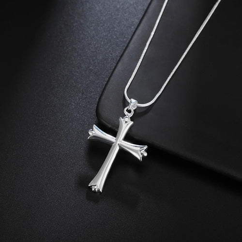 925 Sterling Silver Classic Cross Pendant Necklace For Women Elegant Everyday Jewelry Gift