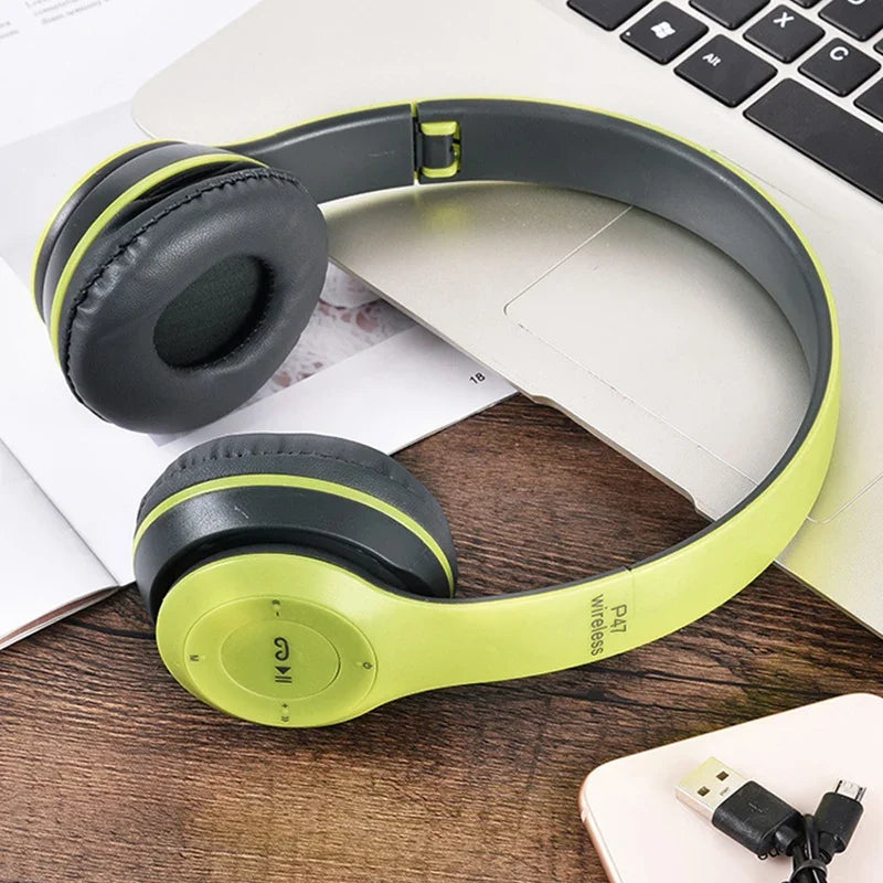 Auriculares inalámbricos P47 Bluetooth 5.0 Auriculares plegables HIFI estéreo graves para música, juegos, auriculares para niños y niñas para iPhone XiaoMi