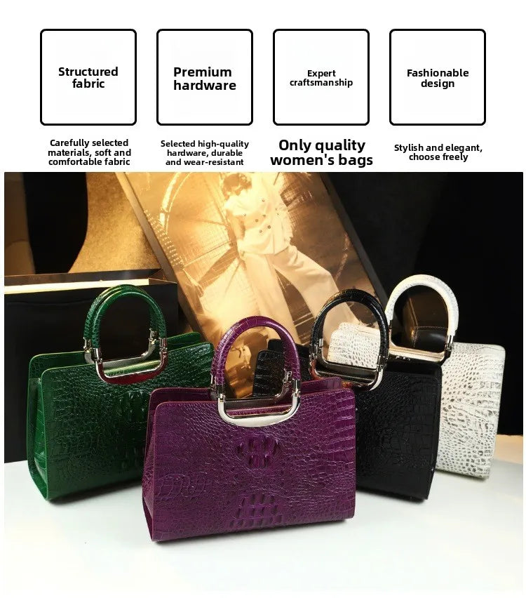 2026 New Ladies Large Tote Business Bag Luxury Leather Crocodile Pattern High Capacity Handbag Single Shoulder Bag for Women