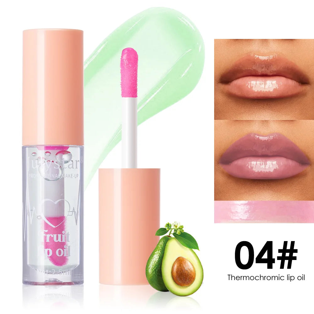 10Color Fruit Flavor Temperature Changing Lip Oil Set Hydrating Glossy Lip Gloss Brightening Water Light Lip Makeup Cosmetic Kit