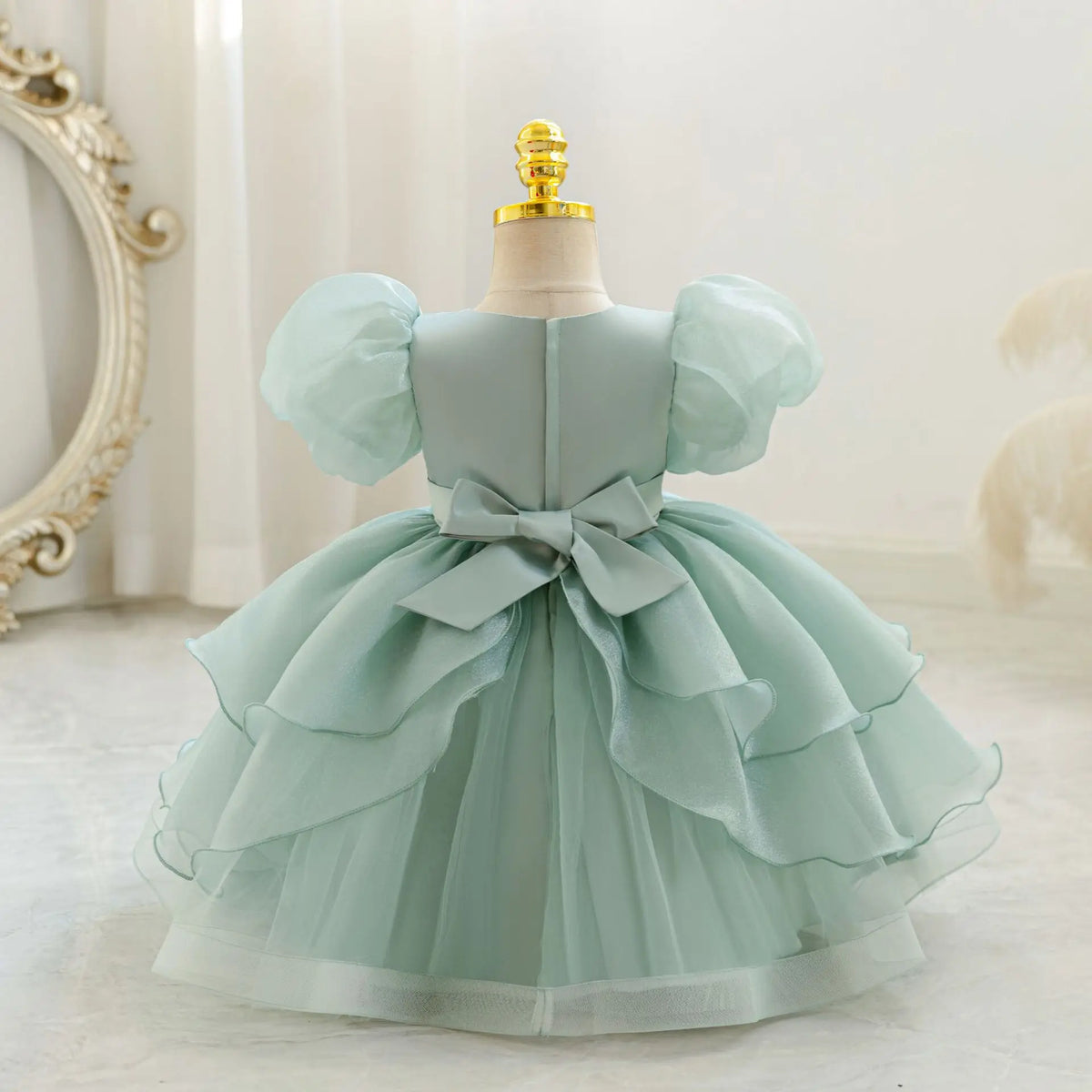 HETISO New Beauty Pageant Dress For Baby Toddler Girl Beading Puff Sleeve Kids Birthday First Christmas Ball Gown 1-4 Years