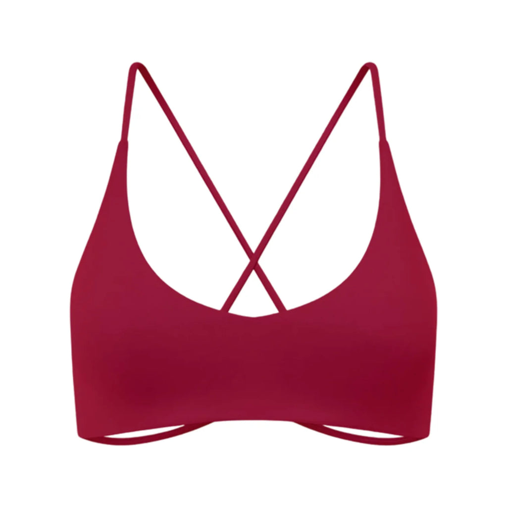 VEQKING Cross Back Women Sports Bra Low Neck Crop Tops for Yoga Detachable Pads Gym Fitness Brallets Quick Dry Soft Workout Tops