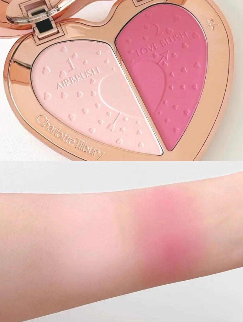 Charlotte Tilbury PILLOW TALK Series Soft Heart Double Color Powder Blusher Color Plate Hot Color Code First Love Sex on Fire