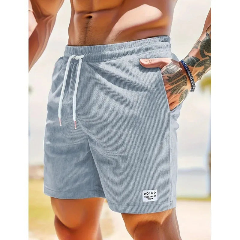Men's Retro Corduroy Casual Shorts Men Fashion Solid Sweatpants Harajuku Corduroy Short Pants New Men Clothing Roupas