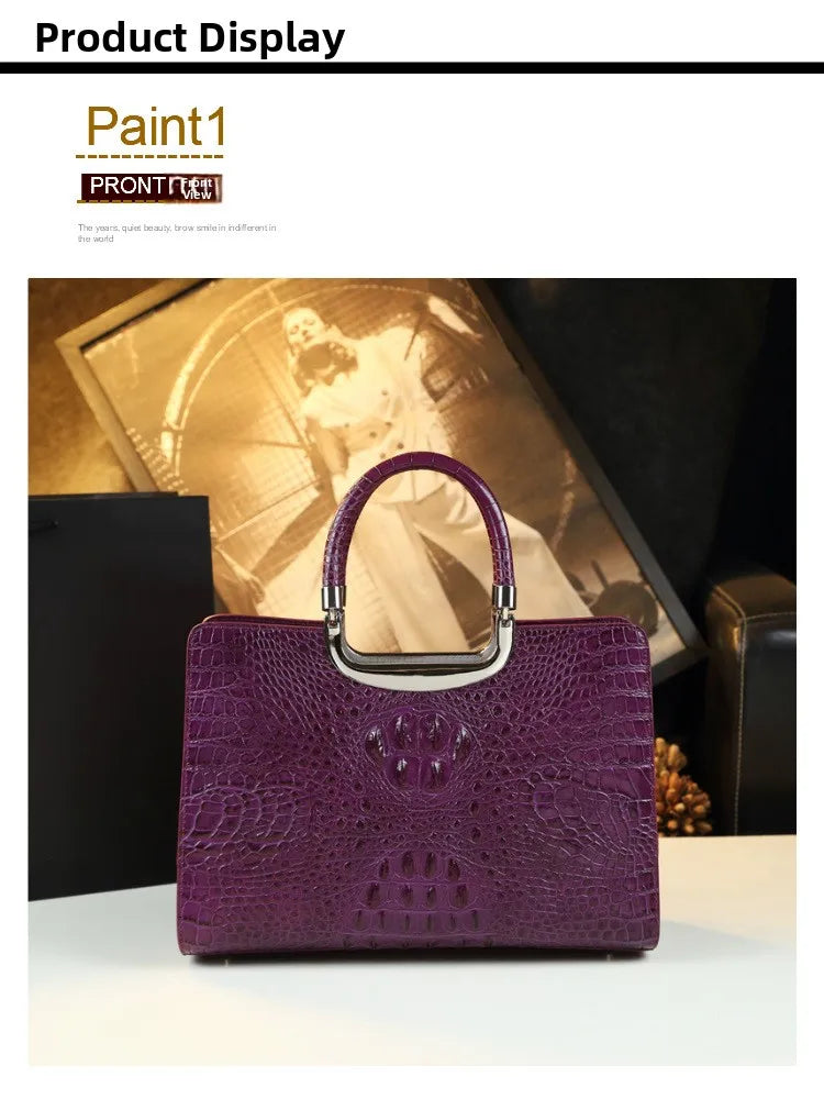 2026 New Ladies Large Tote Business Bag Luxury Leather Crocodile Pattern High Capacity Handbag Single Shoulder Bag for Women