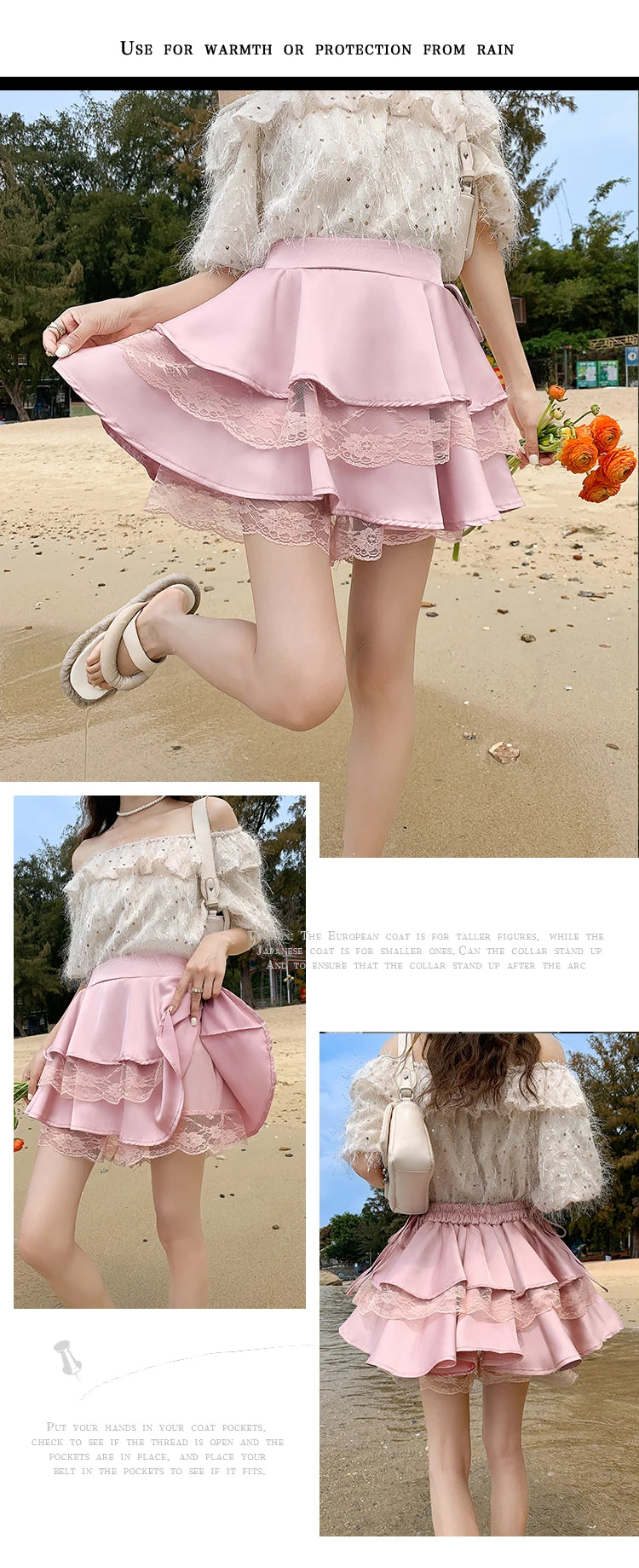 Black Patchwork Lace Short Women Cake Skirt With Lace Up High Waist Preppy Style Cute Ball Gown Kawaii Skirts Girls