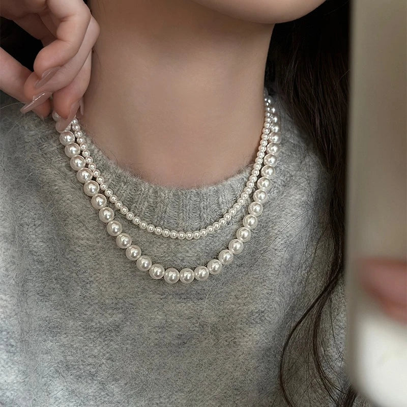 Multi-Layer Imitation Pearl Bead Necklace for Women