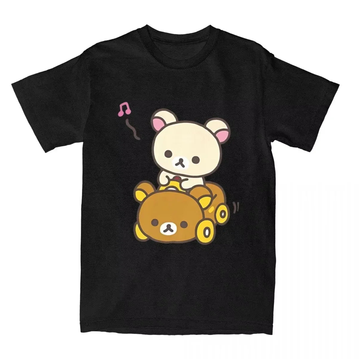 Rilakkuma Car Drive Graphic T-Shirt - Cotton O-Neck Short Sleeve